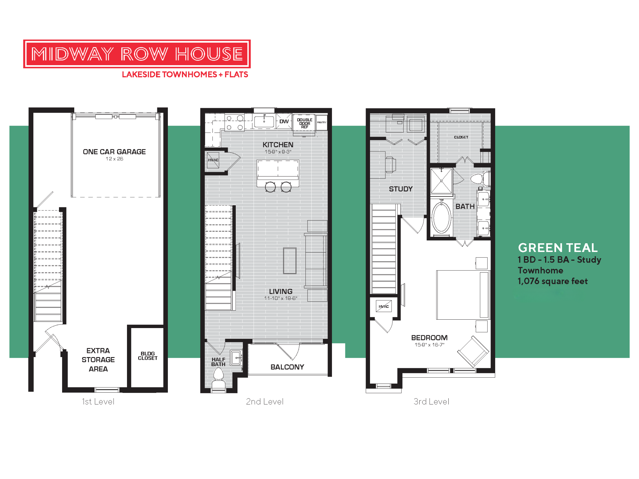 Green Teal Floorplan Midway Row House